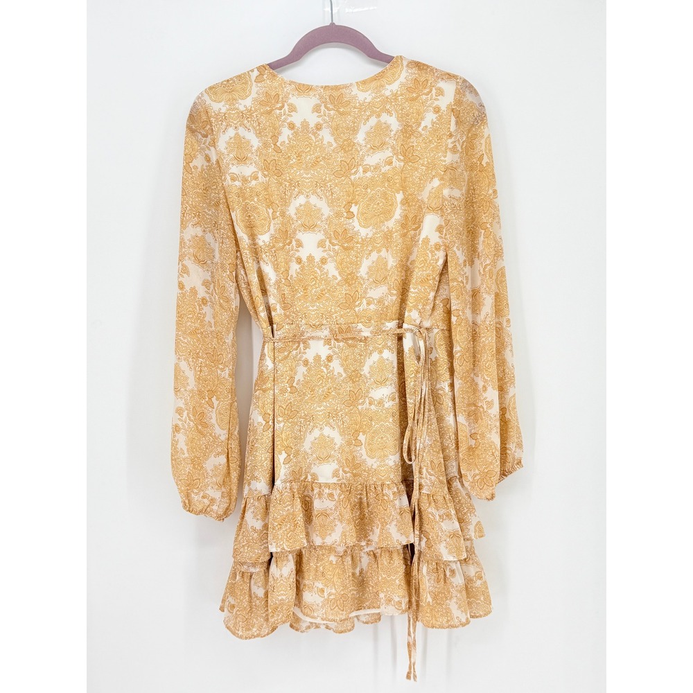Jun & Ivy Floral Paisley Ruffle Wrap Mini Dress Country Coastal Cowgirl Size M - Picture 3 of 10